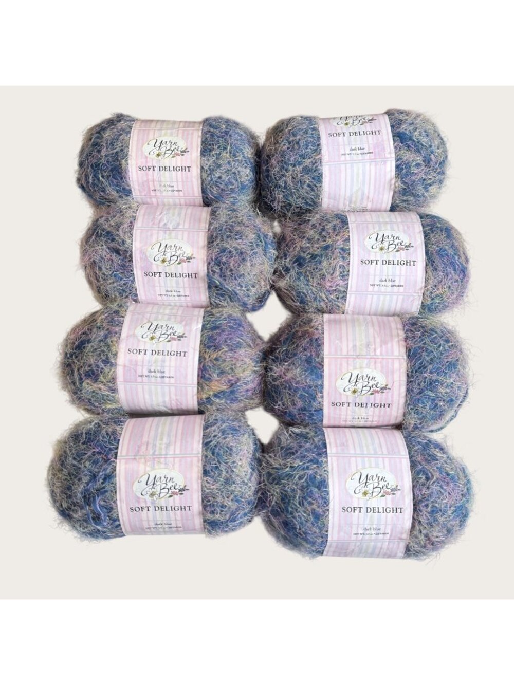 Yarn Bee Soft Delight Yarn Dark Blue Lot of 8 Skeins 3.5 Oz Each 200 Yards